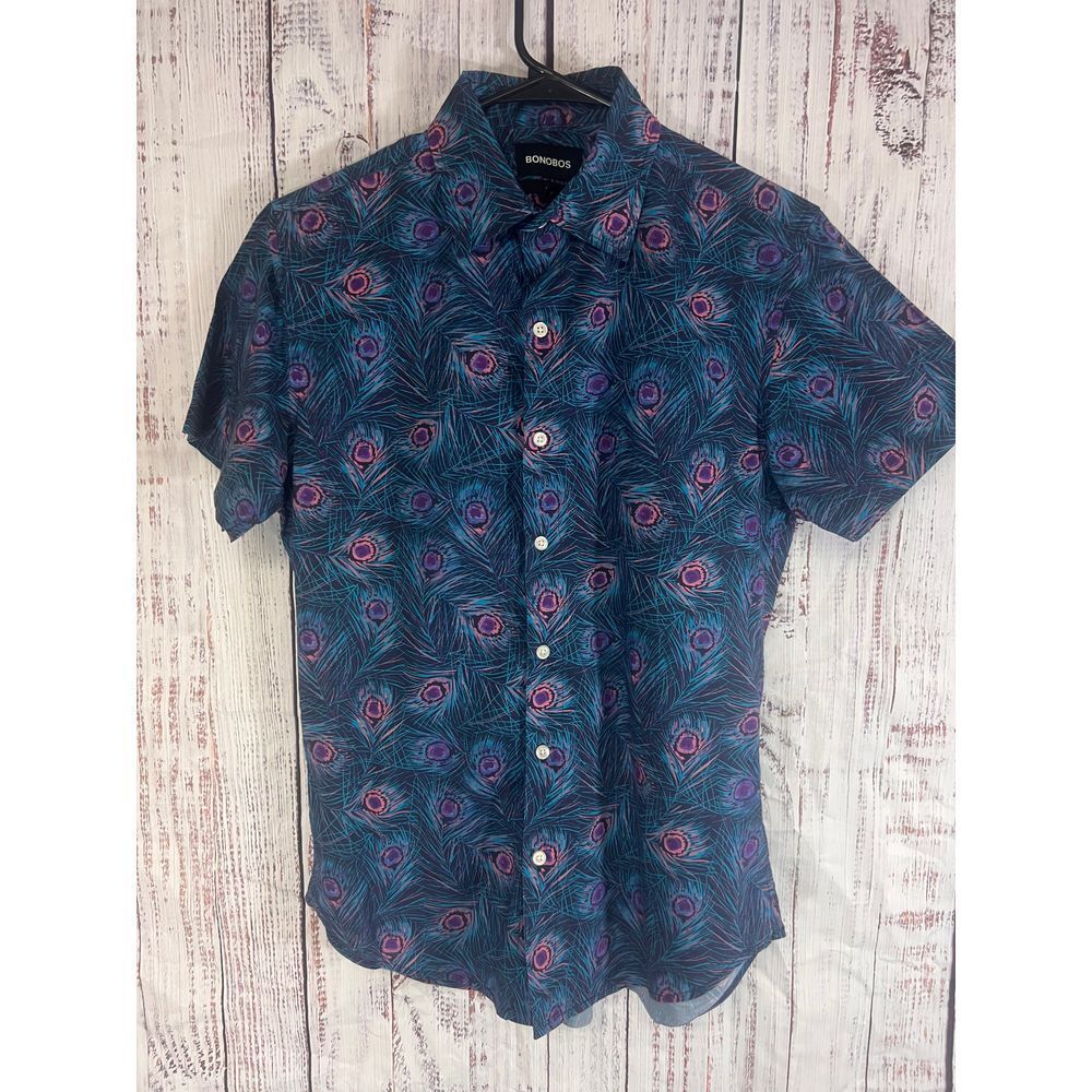 Bonobos multi color men's size small Shortsleeve shirt peacock style